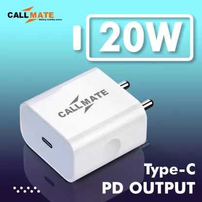 Callmate 20 W Qualcomm 3.0 3 A Mobile Charger with Detachable Cable (White, Cable Included) Callmate 20 W Qualcomm 3.0 3 A Mobile Charger with Detachable Cable (White, Cable Included)
